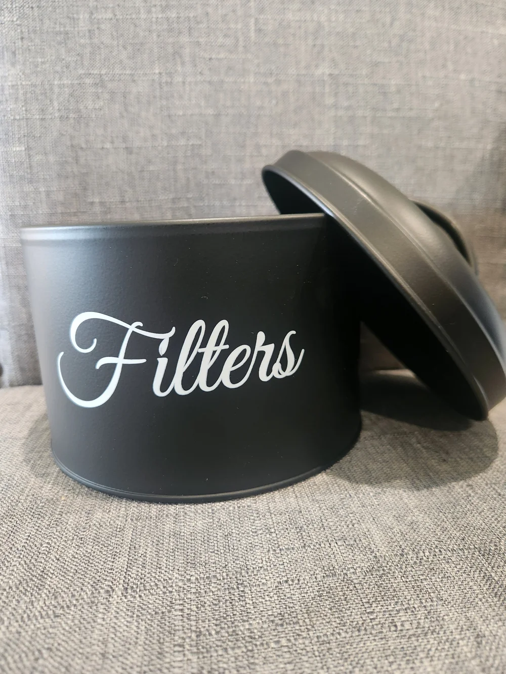 Matte Black Coffee Filter Storage Canister with Handle